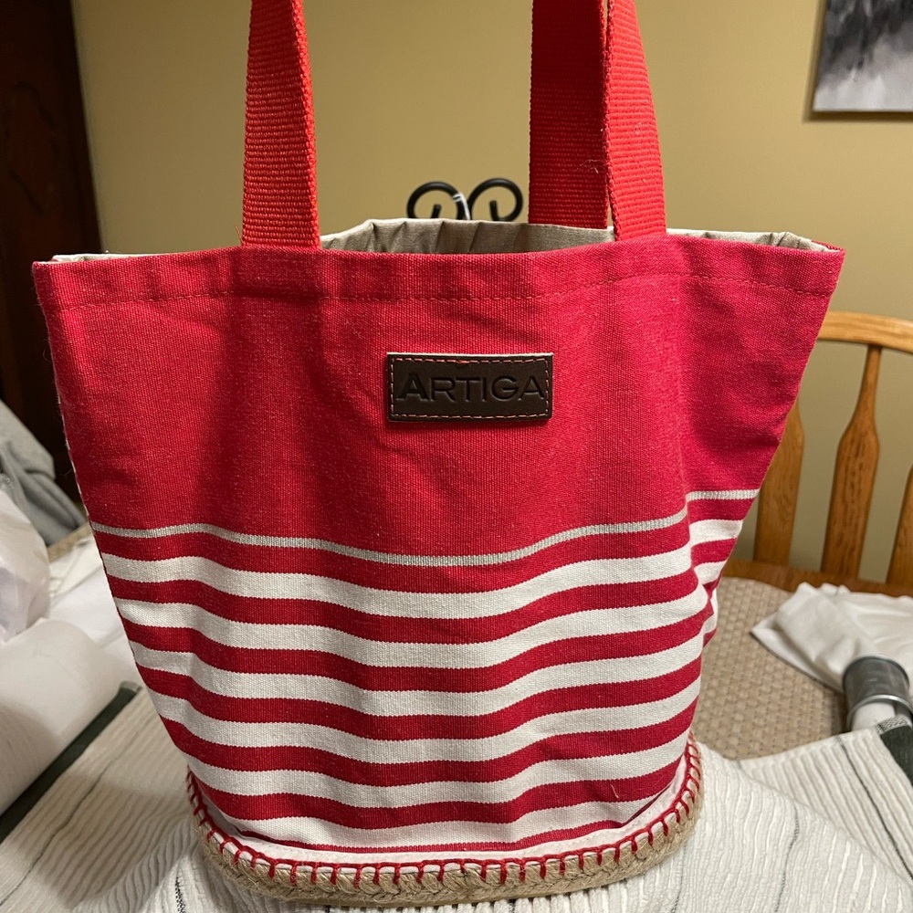 Red and White Striped Tote Bag by Attica